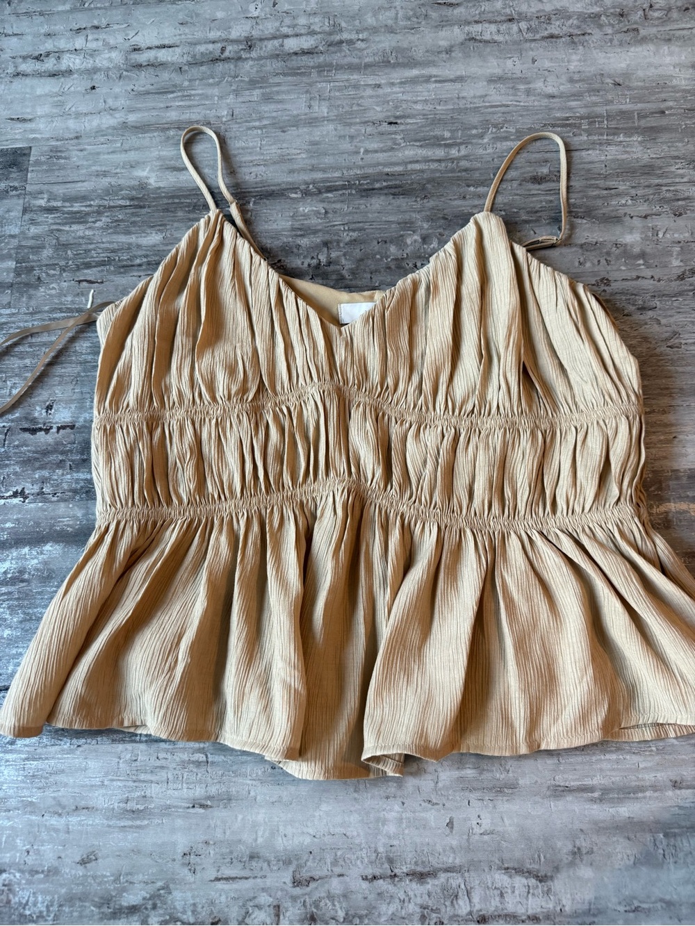 LOFT Beige Smocked Peplum Cami